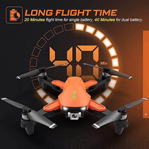 LMRC GPS Drone with 4K UHD Camera for Adults, Brushless Motor, GPS Auto Return, 5GHz FPV RC Quadcopter Auto Return Home, Altitude Hold, Follow Me, Custom Flight Path, Easy to Use for Beginner, 2 Batteries and Carrying Bag, Orange from LMRC