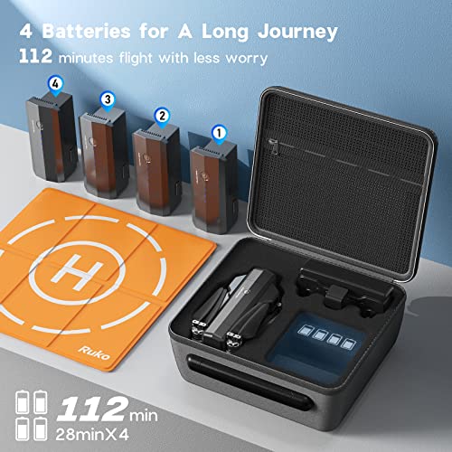 Ruko Upgraded F11 GIM2 Drones with Camera for Adults 4k Video, 3-Axis Gimbal ï¼2-Axis Gimbal+ EIS Anti-shake) Long Range Drone, 9800ft Transmission, 4 Batteries 112 Min Flight Time, Level 6 Wind Resistance by Ruko