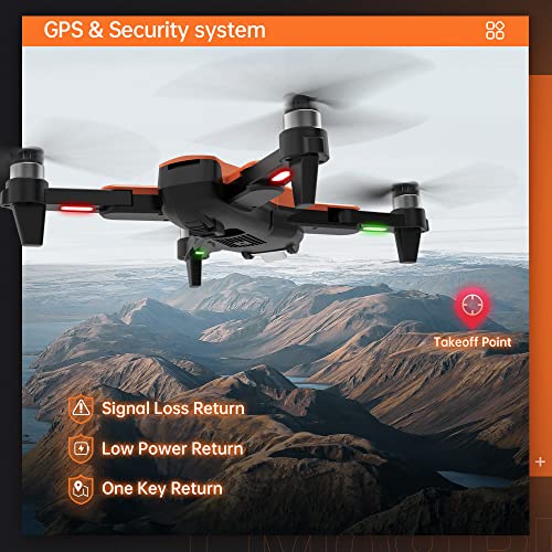 LMRC GPS Drone with 4K UHD Camera for Adults, Brushless Motor, GPS Auto Return, 5GHz FPV RC Quadcopter Auto Return Home, Altitude Hold, Follow Me, Custom Flight Path, Easy to Use for Beginner, 2 Batteries and Carrying Bag, Orange from LMRC