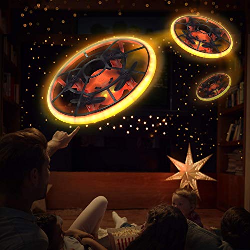 HR Mini Drones For Kids,RC Drone For Beginners With Neno Light,RC Helicopter Quadcopter With Altitude Hold,360Â° Rotating,Shinning Led Lights,2 Batteries,Kids Gifts Toys For Boys Girls (Orange) by HR