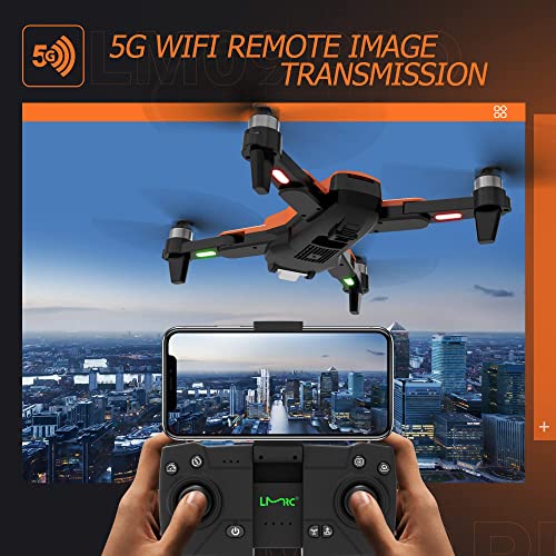 LMRC GPS Drone with 4K UHD Camera for Adults, Brushless Motor, GPS Auto Return, 5GHz FPV RC Quadcopter Auto Return Home, Altitude Hold, Follow Me, Custom Flight Path, Easy to Use for Beginner, 2 Batteries and Carrying Bag, Orange from LMRC