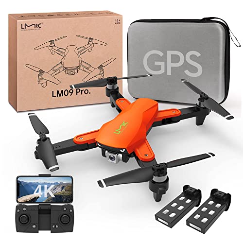 LMRC GPS Drone with 4K UHD Camera for Adults, Brushless Motor, GPS Auto Return, 5GHz FPV RC Quadcopter Auto Return Home, Altitude Hold, Follow Me, Custom Flight Path, Easy to Use for Beginner, 2 Batteries and Carrying Bag, Orange from LMRC