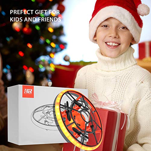 HR Mini Drones For Kids,RC Drone For Beginners With Neno Light,RC Helicopter Quadcopter With Altitude Hold,360Â° Rotating,Shinning Led Lights,2 Batteries,Kids Gifts Toys For Boys Girls (Orange) by HR