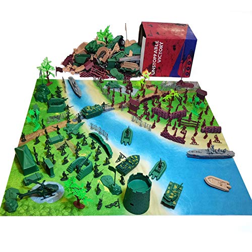 Army Men Military Set 293PCS-Mini Action Figure Play Set with Soldiers, Vehicles ,Tanks , Aircrafts & Boats-Pretend Army Base & Military Toy Figurines for Boys from Youerte