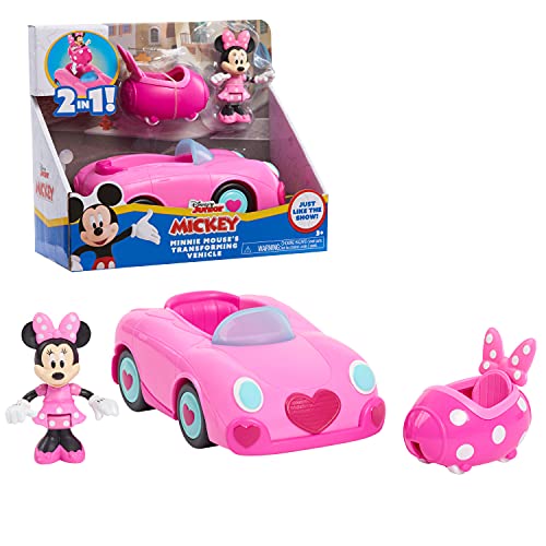 Disney Junior Mickey Mouse Funhouse Transforming Vehicle, Minnie Mouse, Pink Toy Car, Preschool, by Just Play by Just Play