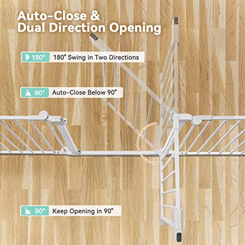 COMOMY 198" Baby Gate Extra Wide, Dog Gate Pet Gate for House Stairs Doorways Fireplace, Adjustable 3 in 1 Play Yard Child Safety Gate, Auto Close, Hardware Mounted (30" Tall, White) by 