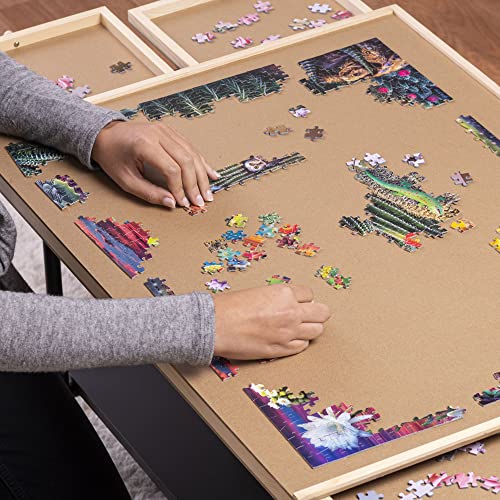 1500 Piece Wooden Jigsaw Puzzle Table - 6 Drawers, Puzzle Board | 27â X 35â Jigsaw Puzzle Board Portable - Portable Puzzle Table | for Adults and Kids by PLAYVIBE