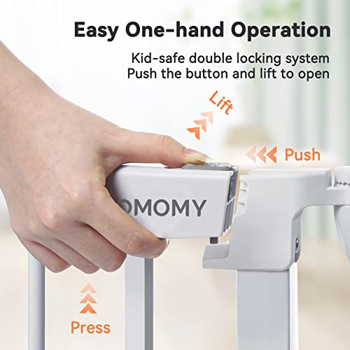 COMOMY 198" Baby Gate Extra Wide, Dog Gate Pet Gate for House Stairs Doorways Fireplace, Adjustable 3 in 1 Play Yard Child Safety Gate, Auto Close, Hardware Mounted (30" Tall, White) by 