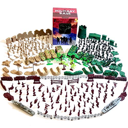Army Men Military Set 293PCS-Mini Action Figure Play Set with Soldiers, Vehicles ,Tanks , Aircrafts & Boats-Pretend Army Base & Military Toy Figurines for Boys from Youerte