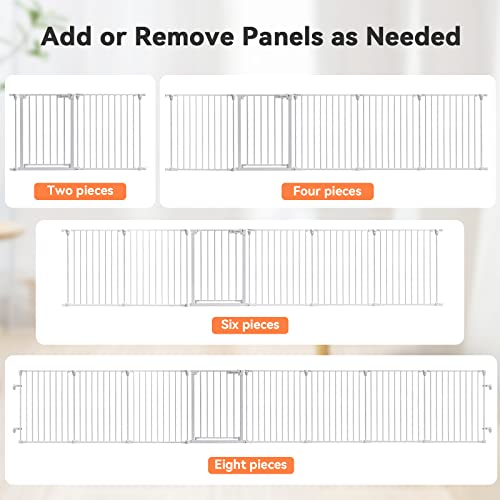 COMOMY 198" Baby Gate Extra Wide, Dog Gate Pet Gate for House Stairs Doorways Fireplace, Adjustable 3 in 1 Play Yard Child Safety Gate, Auto Close, Hardware Mounted (30" Tall, White) by 