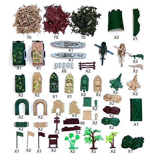 Army Men Military Set 293PCS-Mini Action Figure Play Set with Soldiers, Vehicles ,Tanks , Aircrafts & Boats-Pretend Army Base & Military Toy Figurines for Boys from Youerte
