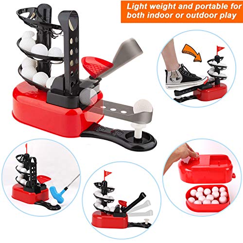 Kids Golf Trainer Toys Set - Deluxe Junior Golfer Automatic Tee Machine with 15 Balls, Golf Club and 3 Heads | Indoor Exercise Practice Swing | Outdoor Yard Active Lawn Activity Training Equipment by Liberty Imports