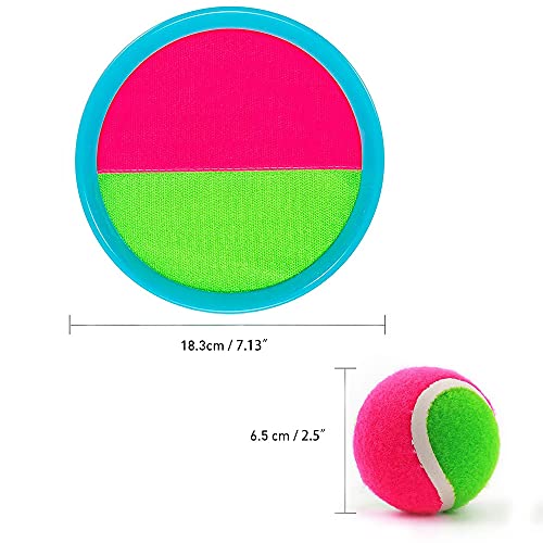 Flywind Toss and Catch Ball Game Set, Catch Game Toys with 6 Paddles and 3 Balls, Outdoor Paddle Ball Beach Games Backyard Ball Throw Sports Games for Kids Adults Family by FLYWIND