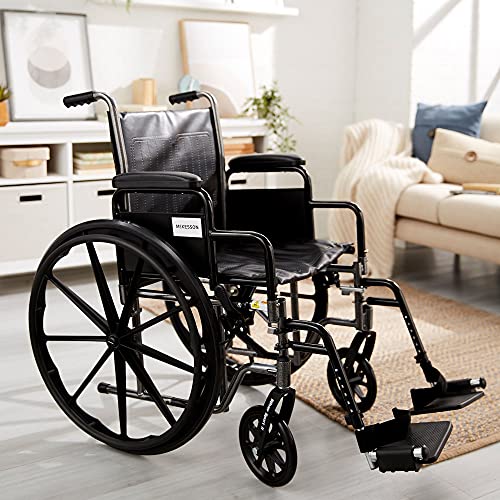 McKesson Wheelchair Steel 18"W x 16"D Swing-Away Footrest 146-SSP218DDA-SF from Drive Medical - McKesson