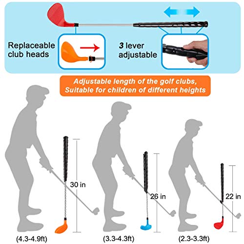 Kids Golf Trainer Toys Set - Deluxe Junior Golfer Automatic Tee Machine with 15 Balls, Golf Club and 3 Heads | Indoor Exercise Practice Swing | Outdoor Yard Active Lawn Activity Training Equipment by Liberty Imports