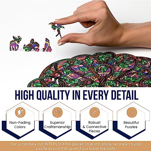 ZenChalet 200 Pcs Tree of Life Wooden Jigsaw Puzzle for Adults - 11.3 x 11.2 Inches Wood Cut Puzzle Box with 20 Uniquely-Shaped Pieces - Challenging Unique Shaped Jigsaw Puzzle from ZenChalet