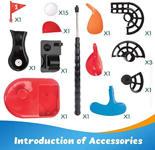 Kids Golf Trainer Toys Set - Deluxe Junior Golfer Automatic Tee Machine with 15 Balls, Golf Club and 3 Heads | Indoor Exercise Practice Swing | Outdoor Yard Active Lawn Activity Training Equipment by Liberty Imports