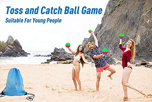 Flywind Toss and Catch Ball Game Set, Catch Game Toys with 6 Paddles and 3 Balls, Outdoor Paddle Ball Beach Games Backyard Ball Throw Sports Games for Kids Adults Family by FLYWIND