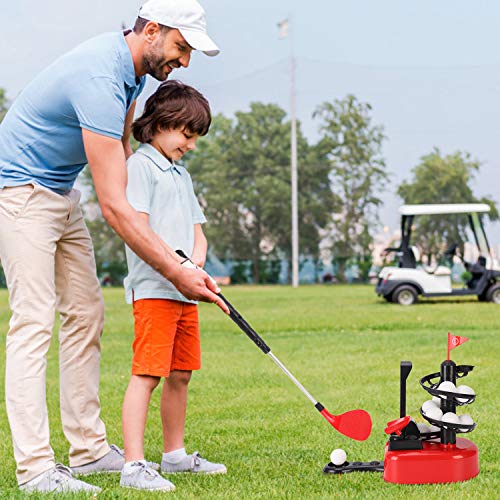 Kids Golf Trainer Toys Set - Deluxe Junior Golfer Automatic Tee Machine with 15 Balls, Golf Club and 3 Heads | Indoor Exercise Practice Swing | Outdoor Yard Active Lawn Activity Training Equipment by Liberty Imports