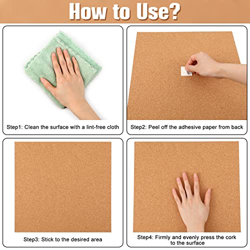 24 Pcs Cork Board Tiles 12"x12" 1/4" Thick Cork Tiles Square Bulletin Boards Cork Sheets with Self Adhesive Backing Brown Corkboards with 120 Self Adhesive for School Office Home Wall DIY Supplies by Crtiin