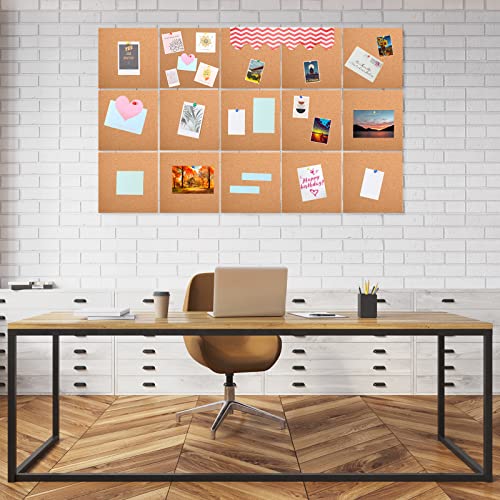 24 Pcs Cork Board Tiles 12"x12" 1/4" Thick Cork Tiles Square Bulletin Boards Cork Sheets with Self Adhesive Backing Brown Corkboards with 120 Self Adhesive for School Office Home Wall DIY Supplies by Crtiin
