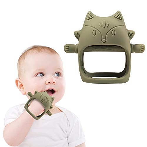 Baby Teething Toys for 0-6 Months Infants Silicone Baby Teether Toys Never Drop Hand Wrist Wearable Teether Chew Toys for Sucking Needs Soft Anti-Drop Baby Mitten Teether for Soothing Sore Gum by YOTUR