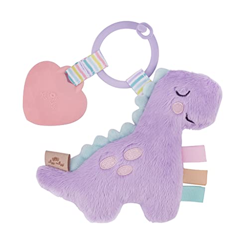 Itzy Ritzy Itzy Pal Infant Toy & Teether Includes Lovey, Crinkle Sound, Textured Ribbons & Silicone Teether, Purple Dinosaur by Itzy Ritzy