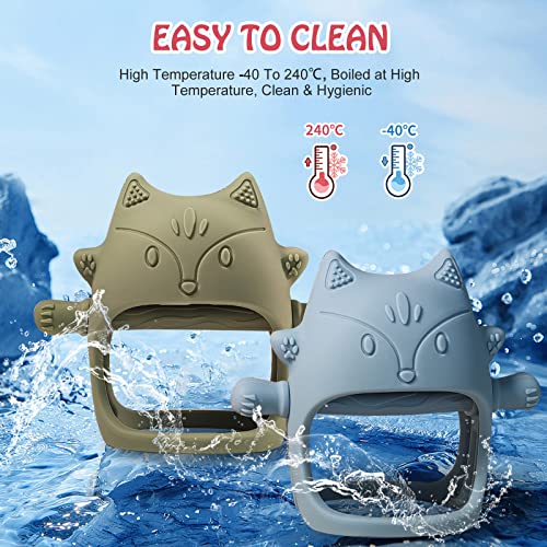 Baby Teething Toys for 0-6 Months Infants Silicone Baby Teether Toys Never Drop Hand Wrist Wearable Teether Chew Toys for Sucking Needs Soft Anti-Drop Baby Mitten Teether for Soothing Sore Gum by YOTUR