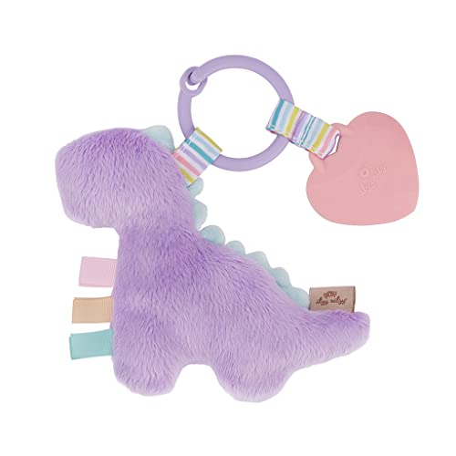 Itzy Ritzy Itzy Pal Infant Toy & Teether Includes Lovey, Crinkle Sound, Textured Ribbons & Silicone Teether, Purple Dinosaur by Itzy Ritzy