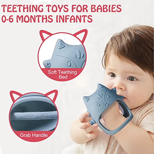 Baby Teething Toys for 0-6 Months Infants Silicone Baby Teether Toys Never Drop Hand Wrist Wearable Teether Chew Toys for Sucking Needs Soft Anti-Drop Baby Mitten Teether for Soothing Sore Gum by YOTUR