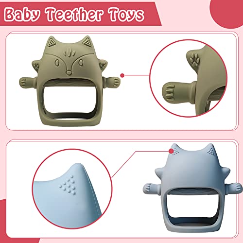 Baby Teething Toys for 0-6 Months Infants Silicone Baby Teether Toys Never Drop Hand Wrist Wearable Teether Chew Toys for Sucking Needs Soft Anti-Drop Baby Mitten Teether for Soothing Sore Gum by YOTUR