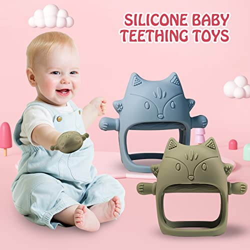 Baby Teething Toys for 0-6 Months Infants Silicone Baby Teether Toys Never Drop Hand Wrist Wearable Teether Chew Toys for Sucking Needs Soft Anti-Drop Baby Mitten Teether for Soothing Sore Gum by YOTUR