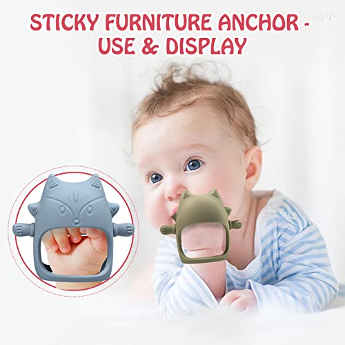 Baby Teething Toys for 0-6 Months Infants Silicone Baby Teether Toys Never Drop Hand Wrist Wearable Teether Chew Toys for Sucking Needs Soft Anti-Drop Baby Mitten Teether for Soothing Sore Gum by YOTUR