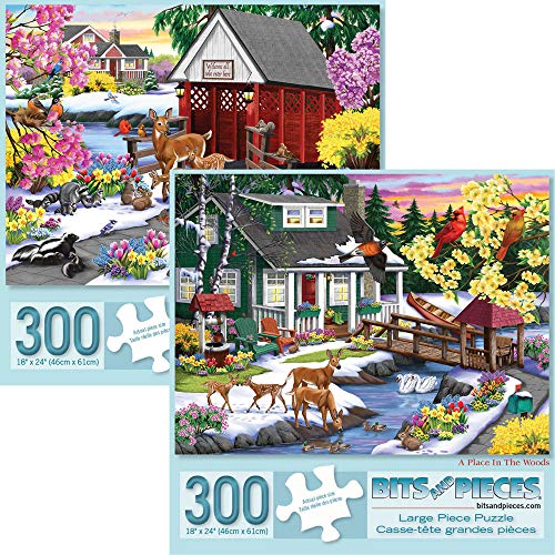 Bits and Pieces - Value Set of Two (2) â 300 Piece Jigsaw Puzzles for Adults â 300 pc Large Piece Jigsaws by Artist Nancy Wernersbach â 18" x 24" by Melville Direct