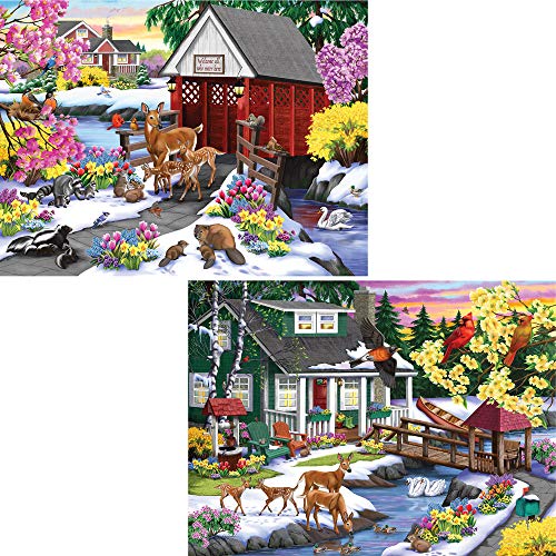 Bits and Pieces - Value Set of Two (2) â 300 Piece Jigsaw Puzzles for Adults â 300 pc Large Piece Jigsaws by Artist Nancy Wernersbach â 18" x 24" by Melville Direct
