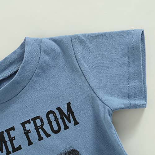Muasaaluxi Western Baby Boy Summer Clothes Cow Print Short Sleeve T-Shirt Casual Shorts Toddler Boy Outfits 0-3T (Blue, 0-6 Months) by Muasaaluxi