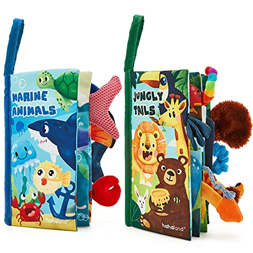 Baby Books 0-6 Months Touch and Feel Soft Books Set 2PCS Baby Toys 3-6 Months First Cloth Books Jungle Tails and Marine Life Baby Gifts for Newborn Girl Boy Stroller Infant Toys Baby Sensory Toys from CubicFun Toys Industrial Co.,Ltd