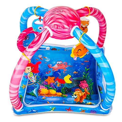 Splashin'kids Baby Water Play Mat Activity Center Gym Tummy Time Overhead Toys Water Mat Baby Toys Infant Toys Sensory Toy playmat by Splashin'kids