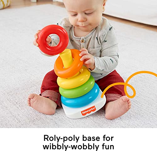 Fisher-Price Rock-a-Stack, Bat-at Ring-Stacking Toy for Infants Ages 6 Months and Older from Fisher-Price