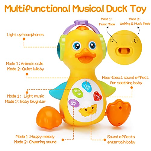 Baby Musical Duck Toy Dancing Walking Tummy Time Toys Light Up Infant Toys 0-3 3-6 Month Baby Toys 6-12 12-18 Months Gifts for 1 Year Old Boys Girls Baby Learning Development Toy Toddler Toys Age 1-2 from Tsomtto