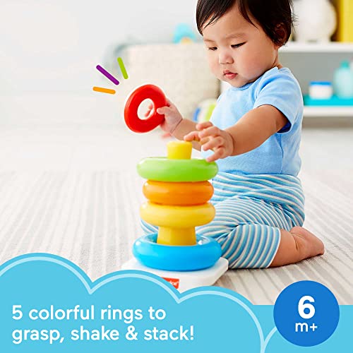 Fisher-Price Rock-a-Stack, Bat-at Ring-Stacking Toy for Infants Ages 6 Months and Older from Fisher-Price