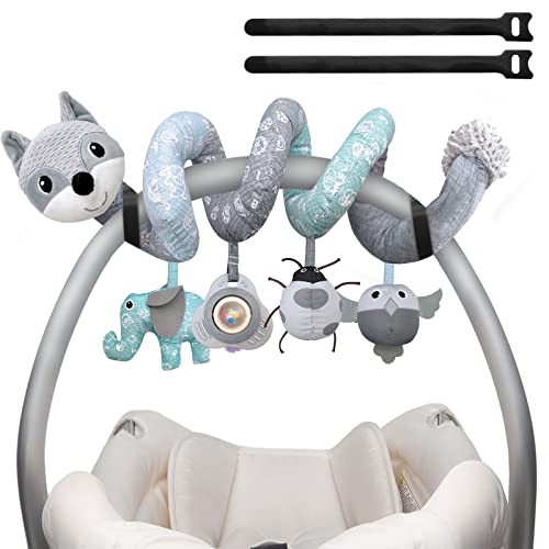 MONSTIME Car Seat Toys Newborn Toys, Stroller Toys Baby Toys 0-3 Months Infant Toys, Spiral Activity Plush Toys for Carseat Stroller Crib, Baby Toys for 0 3 6 9 12 Babies Boys Girls Enfants - Grey from MONSTIME