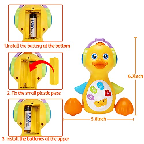 Baby Musical Duck Toy Dancing Walking Tummy Time Toys Light Up Infant Toys 0-3 3-6 Month Baby Toys 6-12 12-18 Months Gifts for 1 Year Old Boys Girls Baby Learning Development Toy Toddler Toys Age 1-2 from Tsomtto