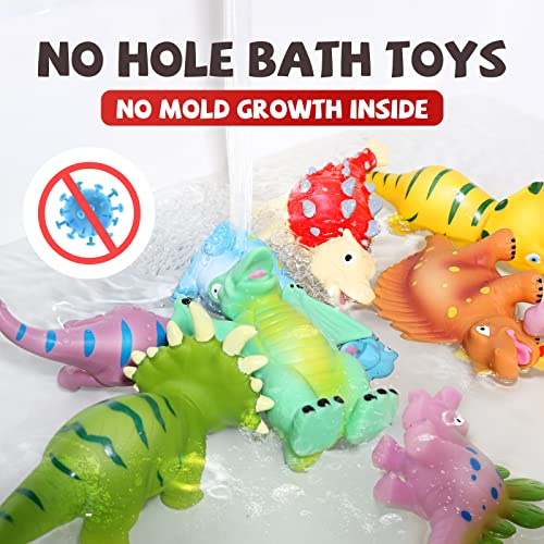 Baby Dinosaur Bath Toys for Toddler 1-3, Mold Free No Holes Bathtub Toys 12 PCS for Bathtime Shower Pool Party, with 4 Stones Decoration, Soft Baby Pool Toys for Boys, Girls from JINMEIDA TOYS COMPANY LIMITED