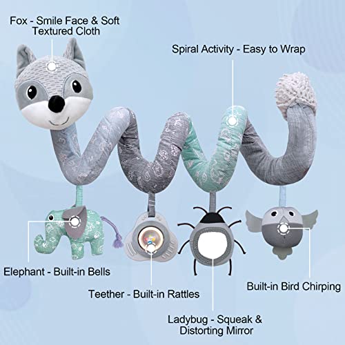 MONSTIME Car Seat Toys Newborn Toys, Stroller Toys Baby Toys 0-3 Months Infant Toys, Spiral Activity Plush Toys for Carseat Stroller Crib, Baby Toys for 0 3 6 9 12 Babies Boys Girls Enfants - Grey from MONSTIME