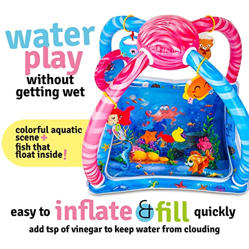 Splashin'kids Baby Water Play Mat Activity Center Gym Tummy Time Overhead Toys Water Mat Baby Toys Infant Toys Sensory Toy playmat by Splashin'kids