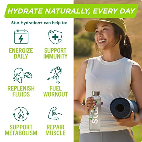 Stur Electrolyte Hydration Powder, High Antioxidants, B Vitamins, Sugar Free, Non-GMO | for Daily Hydration, Workout Recovery, Wellness & More | Naturally Delicious (Variety, 32 Packets) from Dyla LLC
