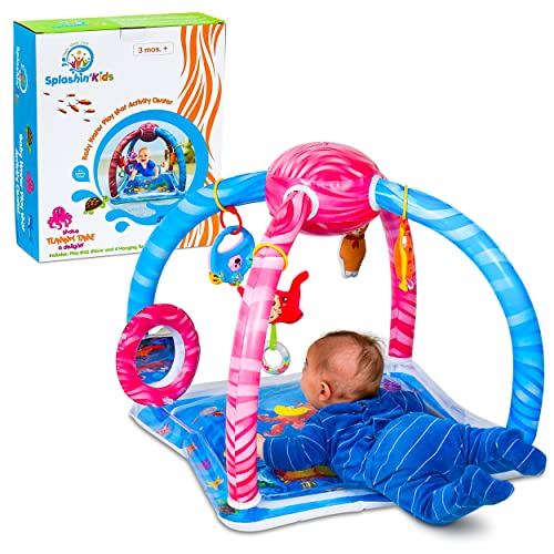 Splashin'kids Baby Water Play Mat Activity Center Gym Tummy Time Overhead Toys Water Mat Baby Toys Infant Toys Sensory Toy playmat by Splashin'kids