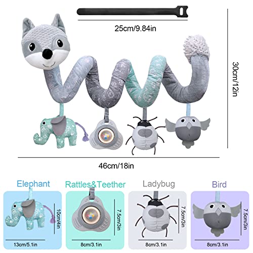 MONSTIME Car Seat Toys Newborn Toys, Stroller Toys Baby Toys 0-3 Months Infant Toys, Spiral Activity Plush Toys for Carseat Stroller Crib, Baby Toys for 0 3 6 9 12 Babies Boys Girls Enfants - Grey from MONSTIME