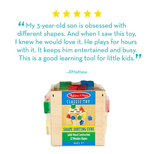 Melissa & Doug Shape Sorting Cube - Classic Wooden Toy With 12 Shapes from Melissa & Doug